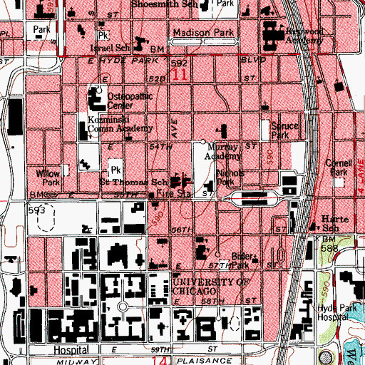 Topographic Map of Saint Thomas the Apostle Catholic Church, IL