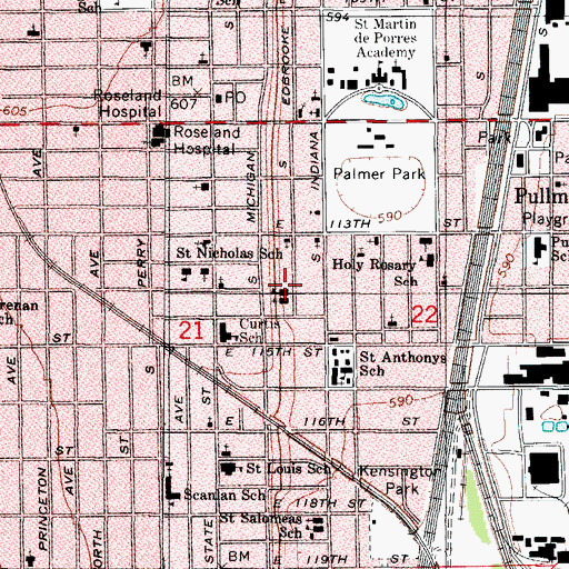 Topographic Map of Saint Willibrords School, IL