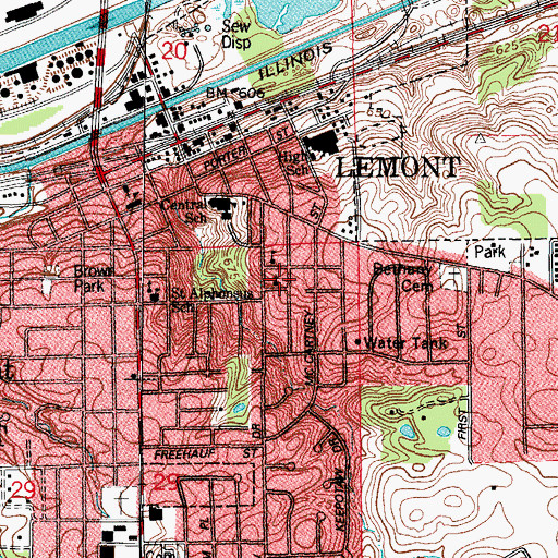 Topographic Map of Saints Cyril and Methodius Catholic Church, IL