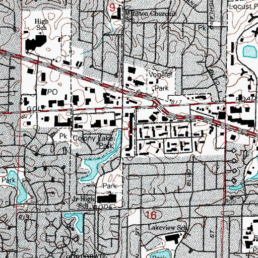 Topographic Map of Salem Plaza Shopping Center, IL