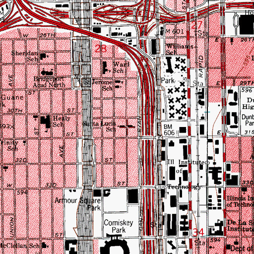 Topographic Map of Santa Lucia School, IL