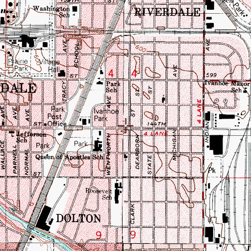 Topographic Map of Satellite School, IL