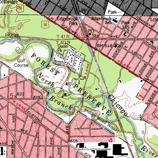 Topographic Map of Sauganash Reserve, IL