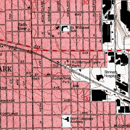 Topographic Map of Sayre Park, IL