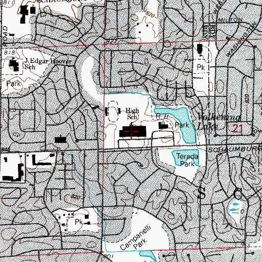 Topographic Map of Schaumburg High School, IL