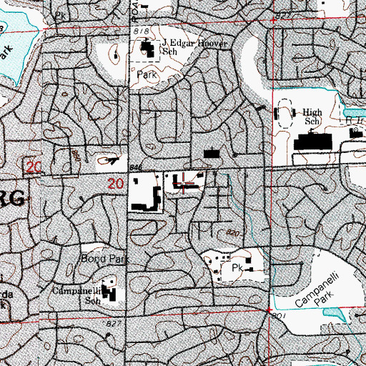Topographic Map of Schaumburg Plaza Shopping Center, IL