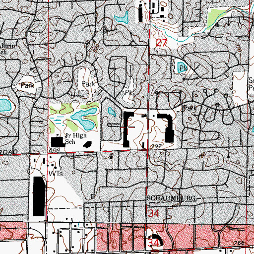 Topographic Map of Schaumburg Town Center Shopping Center, IL
