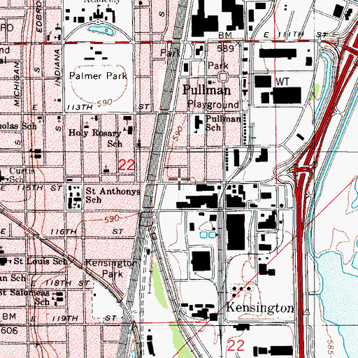 Topographic Map of Schlitz Row, IL