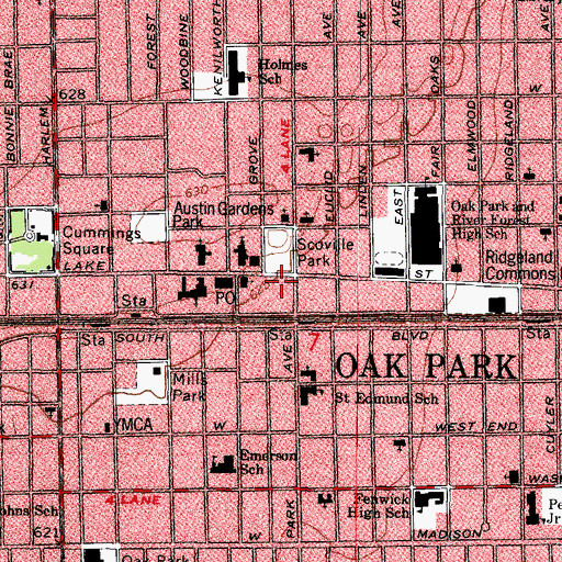 Topographic Map of Scoville Square, IL