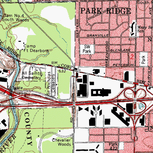 Topographic Map of Seabury - Western Theological Seminary, IL