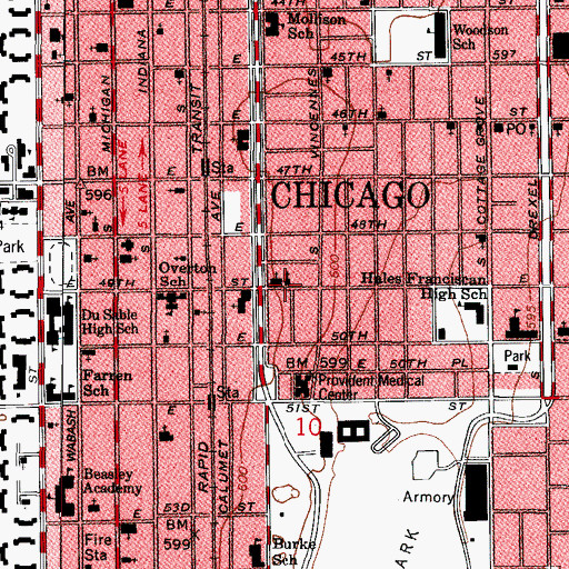 Topographic Map of Second Faith Temple Church of God in Christ, IL