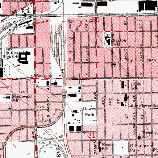Topographic Map of Second Mount Vernon Baptist Church, IL