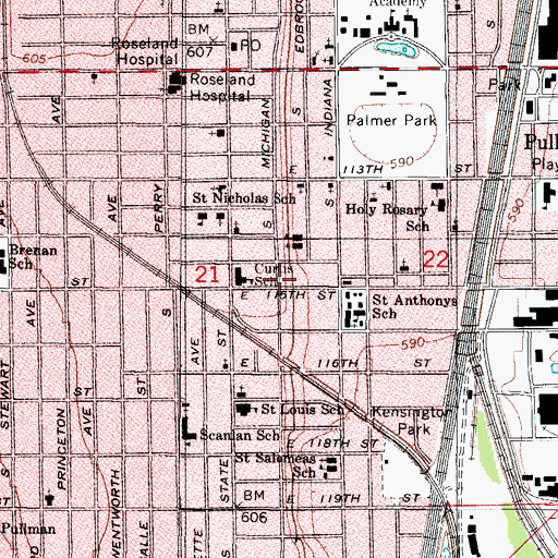 Topographic Map of Selans Beauty School, IL