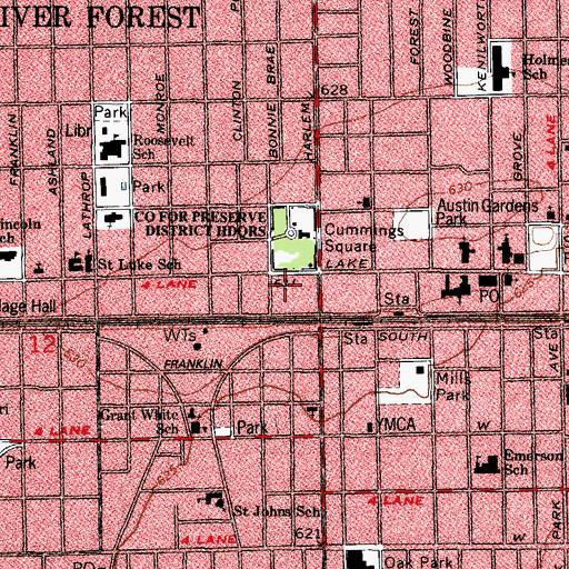 Topographic Map of Selans Beauty School, IL