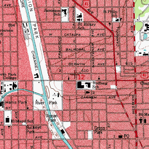 Topographic Map of Seventh Day Adventist Church - North Shore, IL
