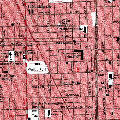 Topographic Map of Seventh Day Adventist Church - Spanish North, IL