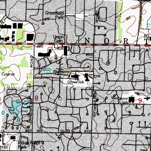 Topographic Map of Shabonee Elementary School, IL