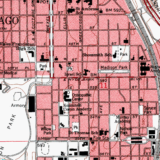 Topographic Map of Shelbyrne Hall, IL