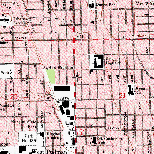 Topographic Map of Sheldon Heights Church of Christ, IL