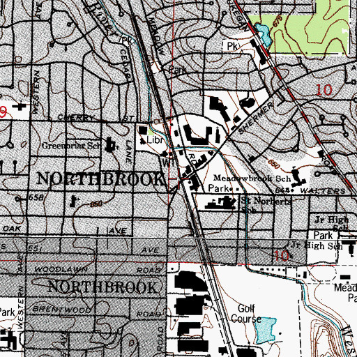Topographic Map of Shermerville, IL
