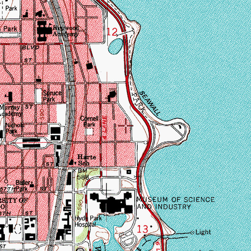 Topographic Map of Shoreland Hall, IL