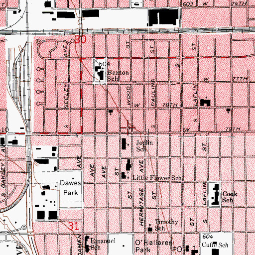 Topographic Map of Sion Temple Church of God in Christ, IL