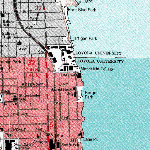 Topographic Map of Sisters of Charity Blessed Virgin Mary Wright Hall, IL