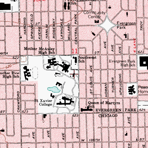 Topographic Map of Sisters of Mercy Province Center, IL