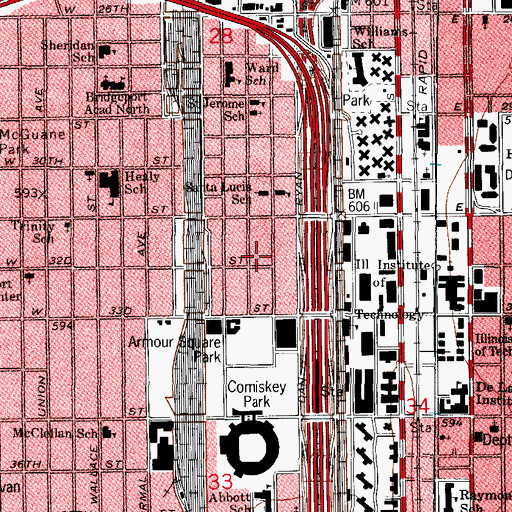 Topographic Map of Sisters of Notre Dame School, IL