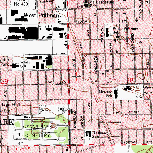 Topographic Map of Sisters of Saint Casimir School, IL