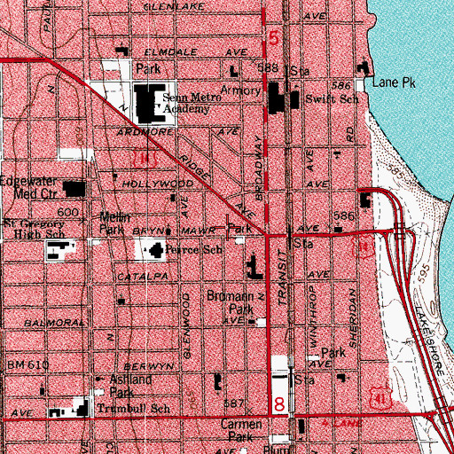 Topographic Map of Sivananda Yoga Center, IL