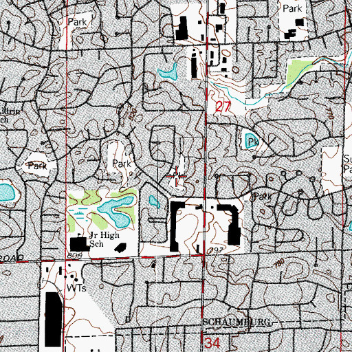 Topographic Map of Slingerland Park, IL