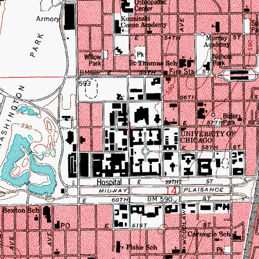 Topographic Map of Snell Hall, IL