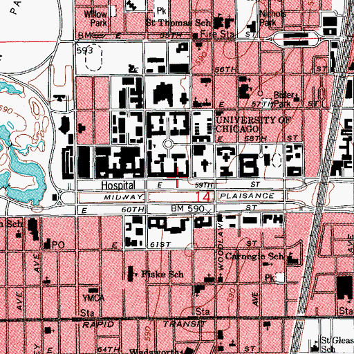Topographic Map of Social Science Research Building, IL