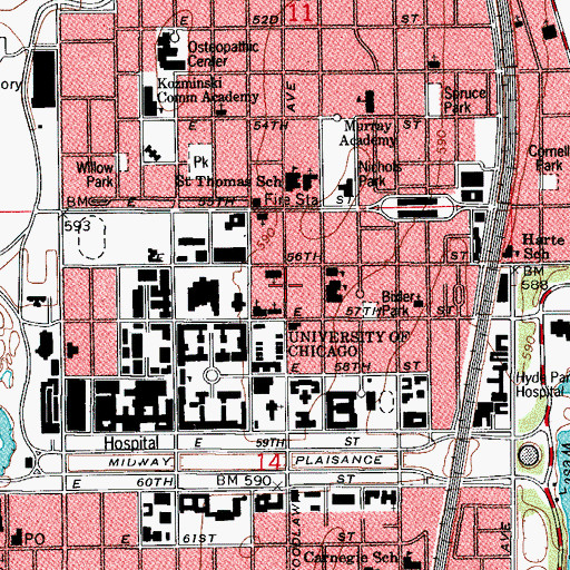 Topographic Map of Society of Friends Fifty-Seventh Street Meeting Hall, IL