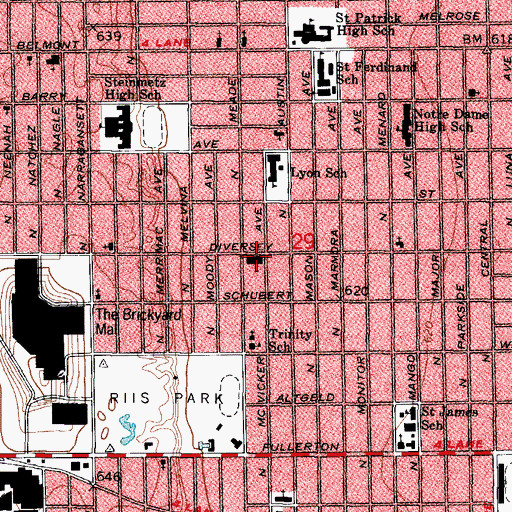 Topographic Map of Socrates Greek-American Elementary School, IL