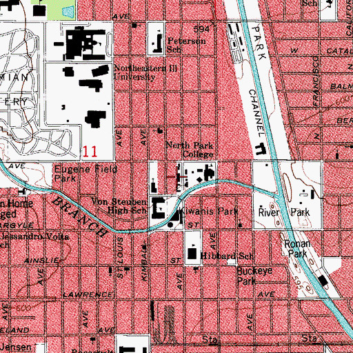 Topographic Map of Sohlberg Hall, IL