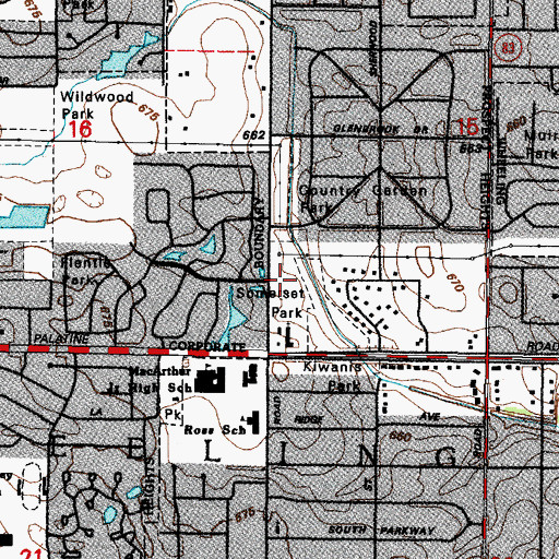Topographic Map of Somerset Park, IL