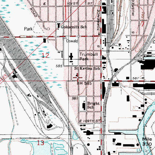 Topographic Map of South Deering United Methodist Church, IL