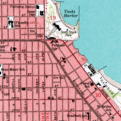 Topographic Map of South Shore Pre-School, IL
