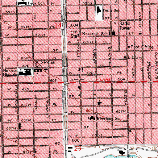 Topographic Map of Southwest Cooperative Pre-School, IL