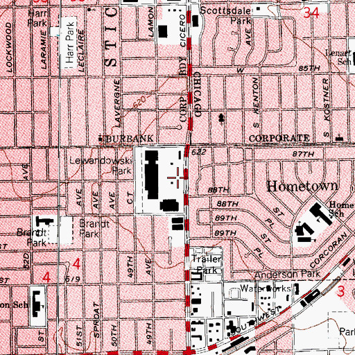 Topographic Map of Southwest Driving School, IL