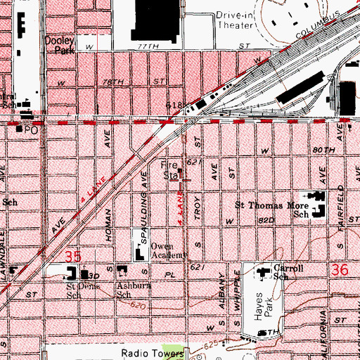 Topographic Map of Southwest School of Business, IL