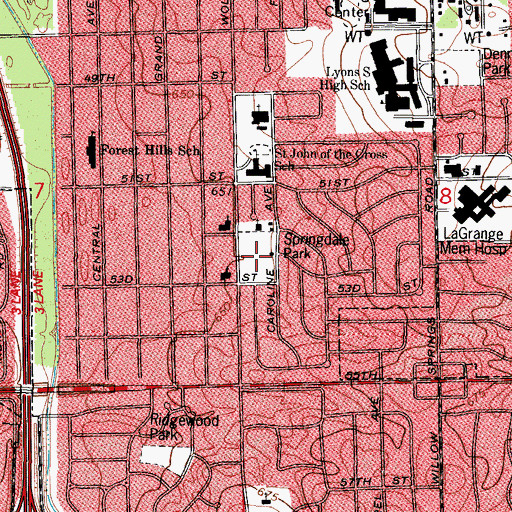 Topographic Map of Springdale Park, IL
