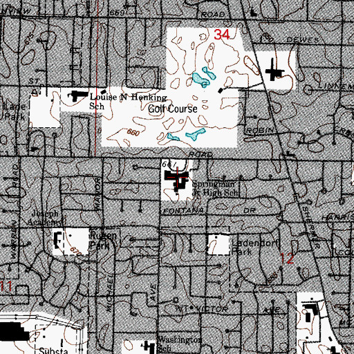 Topographic Map of Springman Middle School, IL