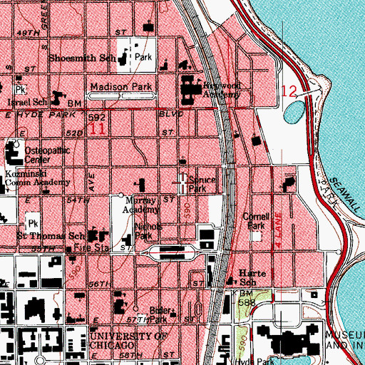 Topographic Map of Spruce Park, IL