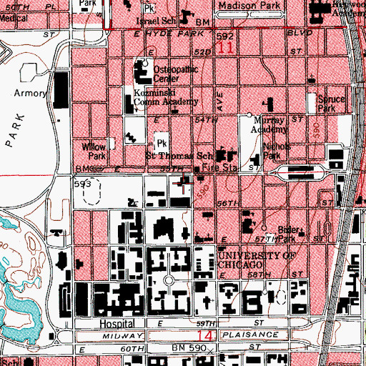 Topographic Map of Stanley R Pierce Hall, IL