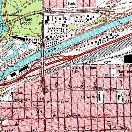 Topographic Map of Stars and Stripes Park, IL