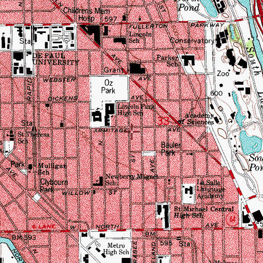 Topographic Map of Steel and Glass House, IL