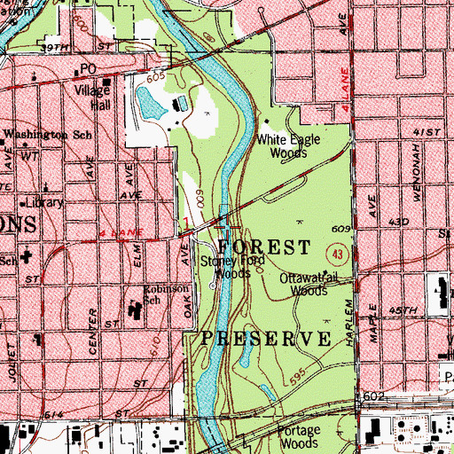 Topographic Map of Stony Ford, IL